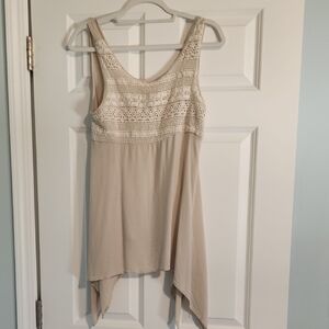 Paper Crane Beige Asymmetrical Top
